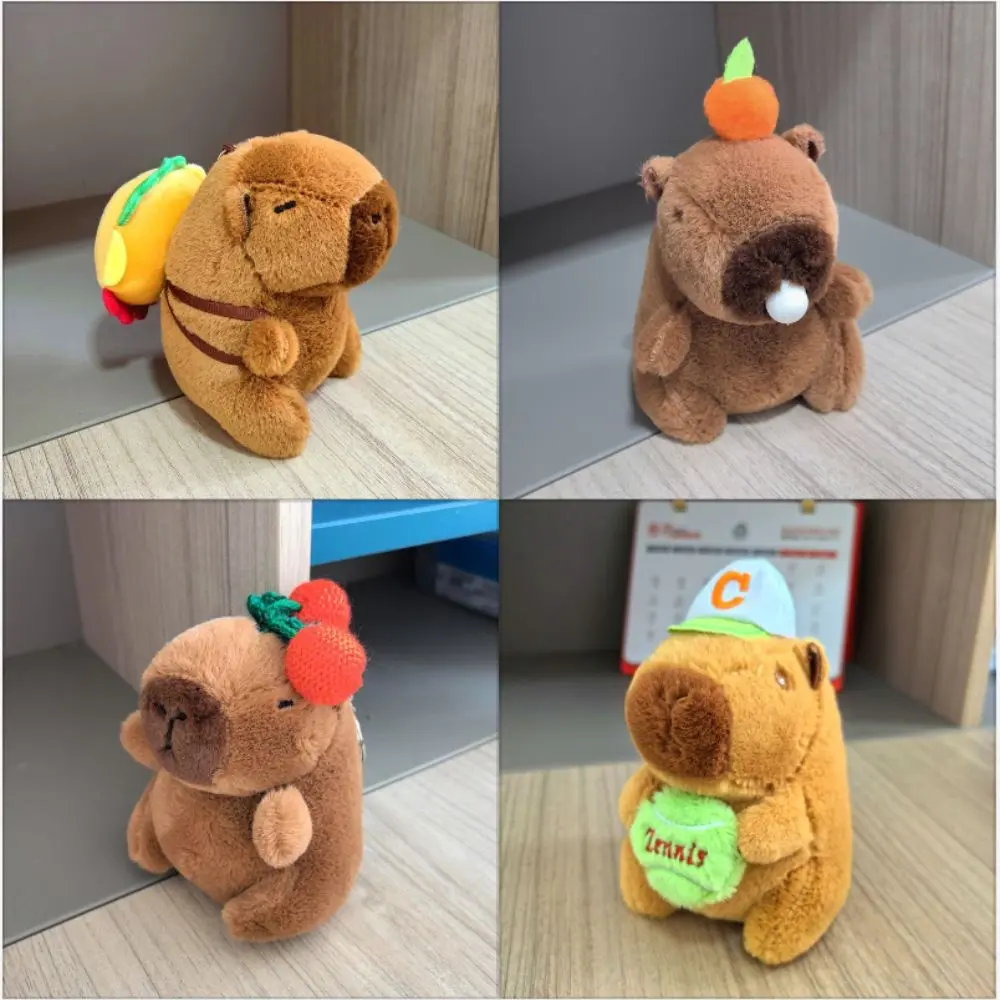 Cute Toy Plush Capybara Keychain Multicolor Cartoon Capybara Simulation Capybara Pendant Soft Guinea Pig Fluffty Animal Doll