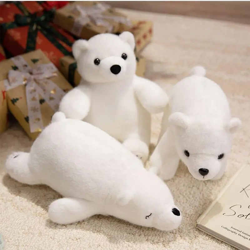 White Bear Stuffed Animal Plush Toys Stuffed Animal With Colorful LED Lights Soft Doll Hugging Pillow Home Decoration Night