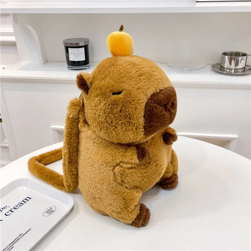 Kawaii Fashion Plushie Doll Fur Bag Capybara Plush Backpack Children's Bag Shoulder Bag Mini Knapsack Bags Gifts For Girlfriend