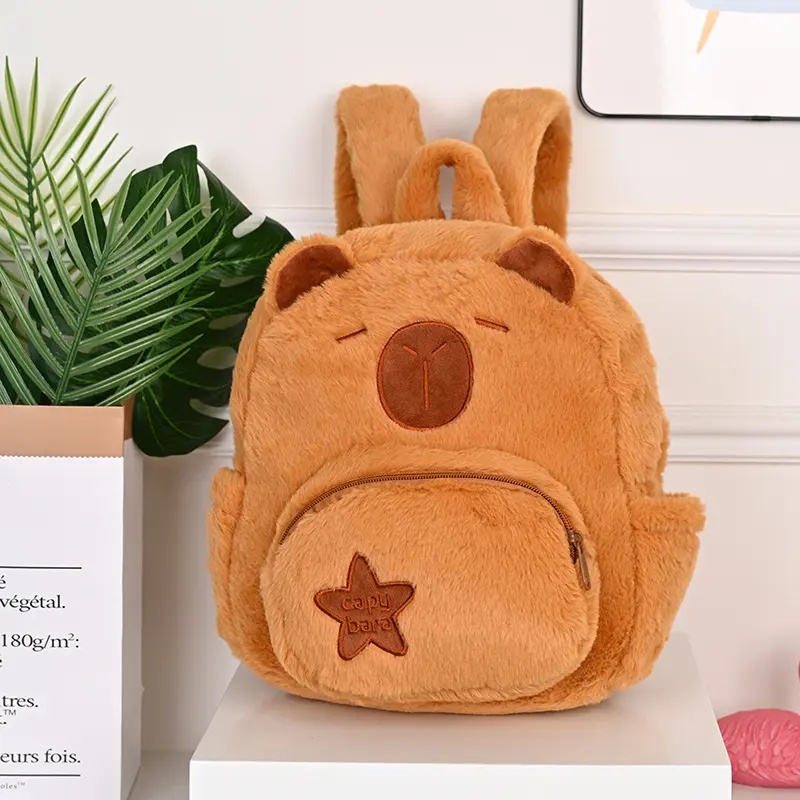 Kawaii Fashion Plushie Doll Fur Bag Capybara Plush Backpack Children's Bag Shoulder Bag Mini Knapsack Bags Gifts For Girlfriend