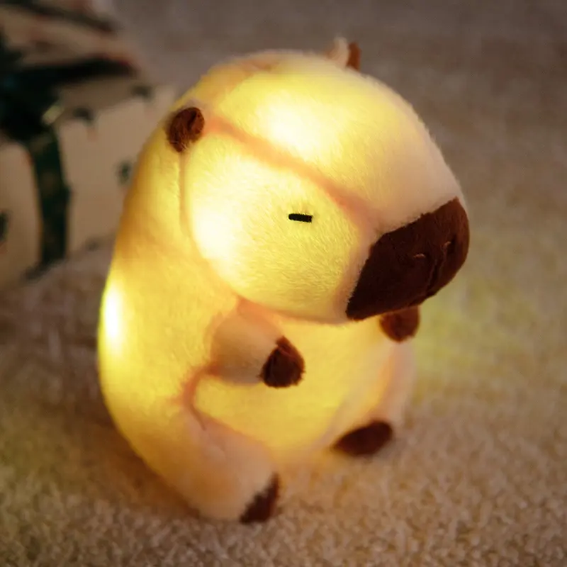 25cm Cute Light Capybara Plush Toy Kids Bedside Capibara Stuffed Baby Animals Doll Children's Fluffty Toy Gift Home Decor