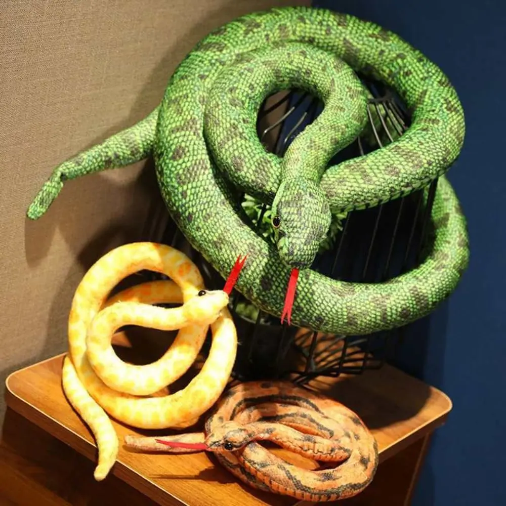 110/160cm Artificial Python Plush Toy Stuffed Animals Simulation Long Snake Yellow Green Funny Giant Snakes Toy Home Decor