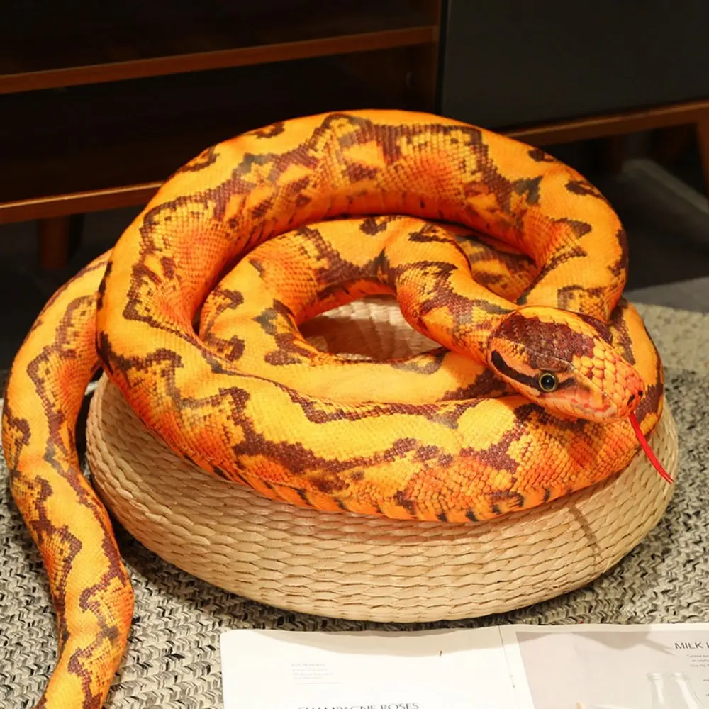 110/160cm Artificial Python Plush Toy Stuffed Animals Simulation Long Snake Yellow Green Funny Giant Snakes Toy Home Decor