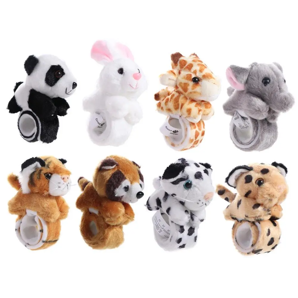 Gift Toy Jungle Animal Stuffed Animal Wristband Panda Tiger Clap Circle Cartoon Slap Bracelet Comfortable Soft Kids Toy