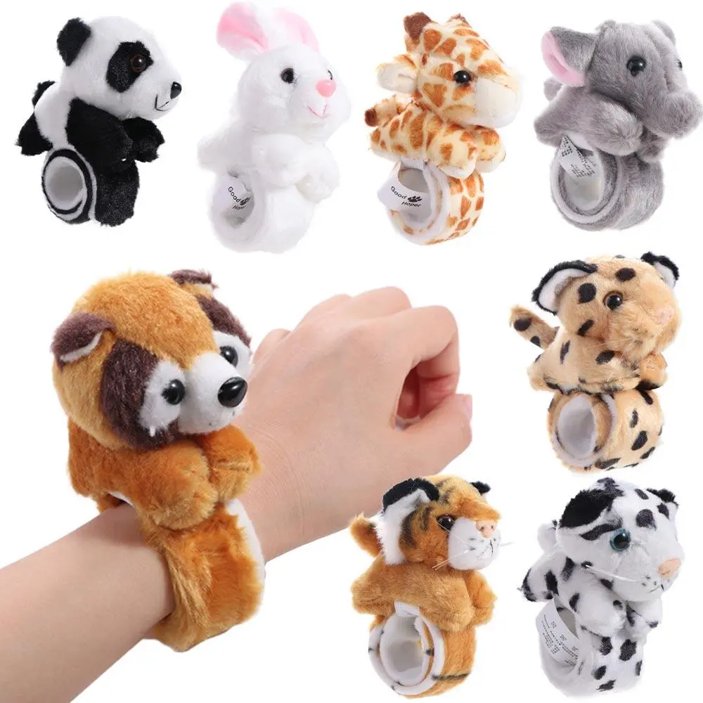 Gift Toy Jungle Animal Stuffed Animal Wristband Panda Tiger Clap Circle Cartoon Slap Bracelet Comfortable Soft Kids Toy
