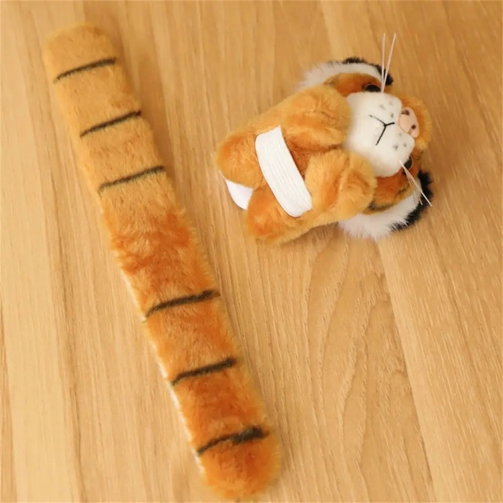 Gift Toy Jungle Animal Stuffed Animal Wristband Panda Tiger Clap Circle Cartoon Slap Bracelet Comfortable Soft Kids Toy
