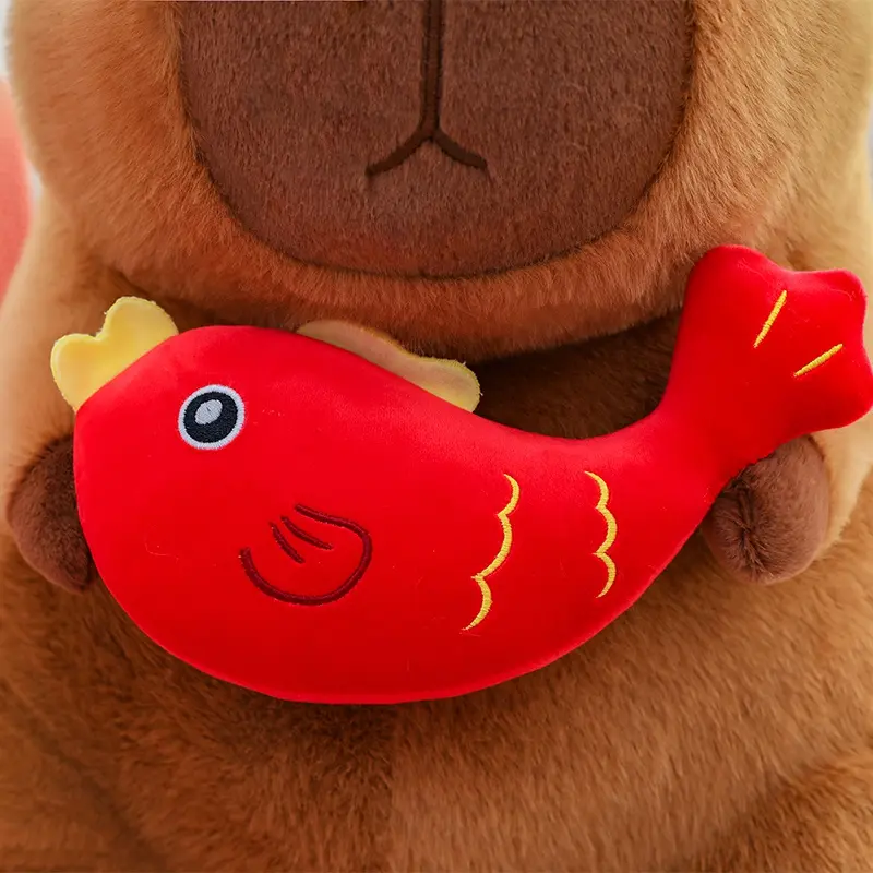 Kawaii 28~50cm Brown Persimmon Capybara Doll Plush Toy Stuffed Cartoon Animal Holding Plushie Appeasing Birthday Gift for Girls