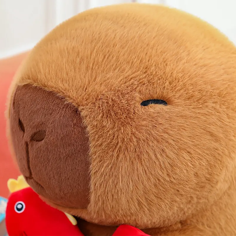 Kawaii 28~50cm Brown Persimmon Capybara Doll Plush Toy Stuffed Cartoon Animal Holding Plushie Appeasing Birthday Gift for Girls