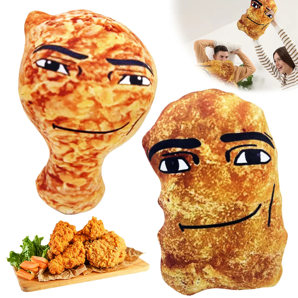Cute Stuffed Animal Doll Creative Baby Doll Sleep Pillow Cushion Cartoon Chicken Nuggets Anime Smiling Doll for Kids and Adults