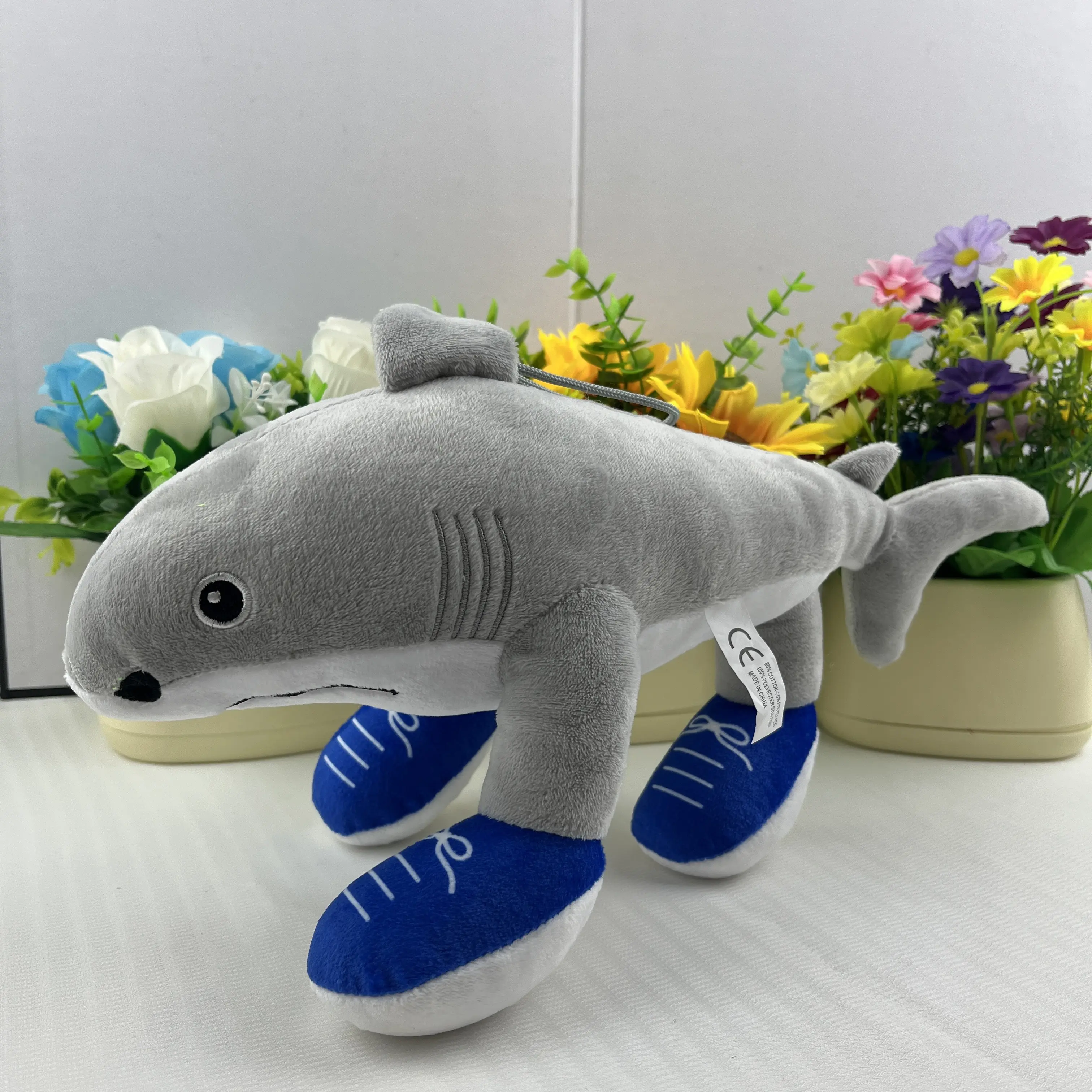 Tralalelo Tralala Tung Tung Tung Sahur Plush Funny Sharks Wear Blue Shoes Stuffed Doll Pillow Toy For Kid Birthday Gifts