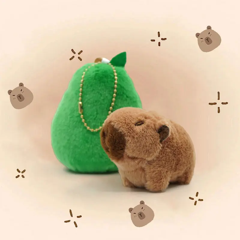 10cm Creative Cute Avocado Capybara Plush Toy Capybara Doll Key Chain Plushie Capibala Pendant Holiday Gift Kawaii Fruit Doll