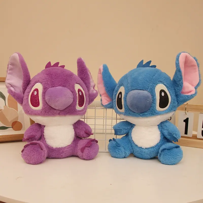 25CM Kawaii Disney Stitch Plush Toy Cartoon Anime Soft Blue Purple Elf Stitch Stuffed Plush Doll Giving Friends Birthday Gifts