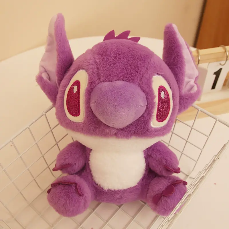 25CM Kawaii Disney Stitch Plush Toy Cartoon Anime Soft Blue Purple Elf Stitch Stuffed Plush Doll Giving Friends Birthday Gifts