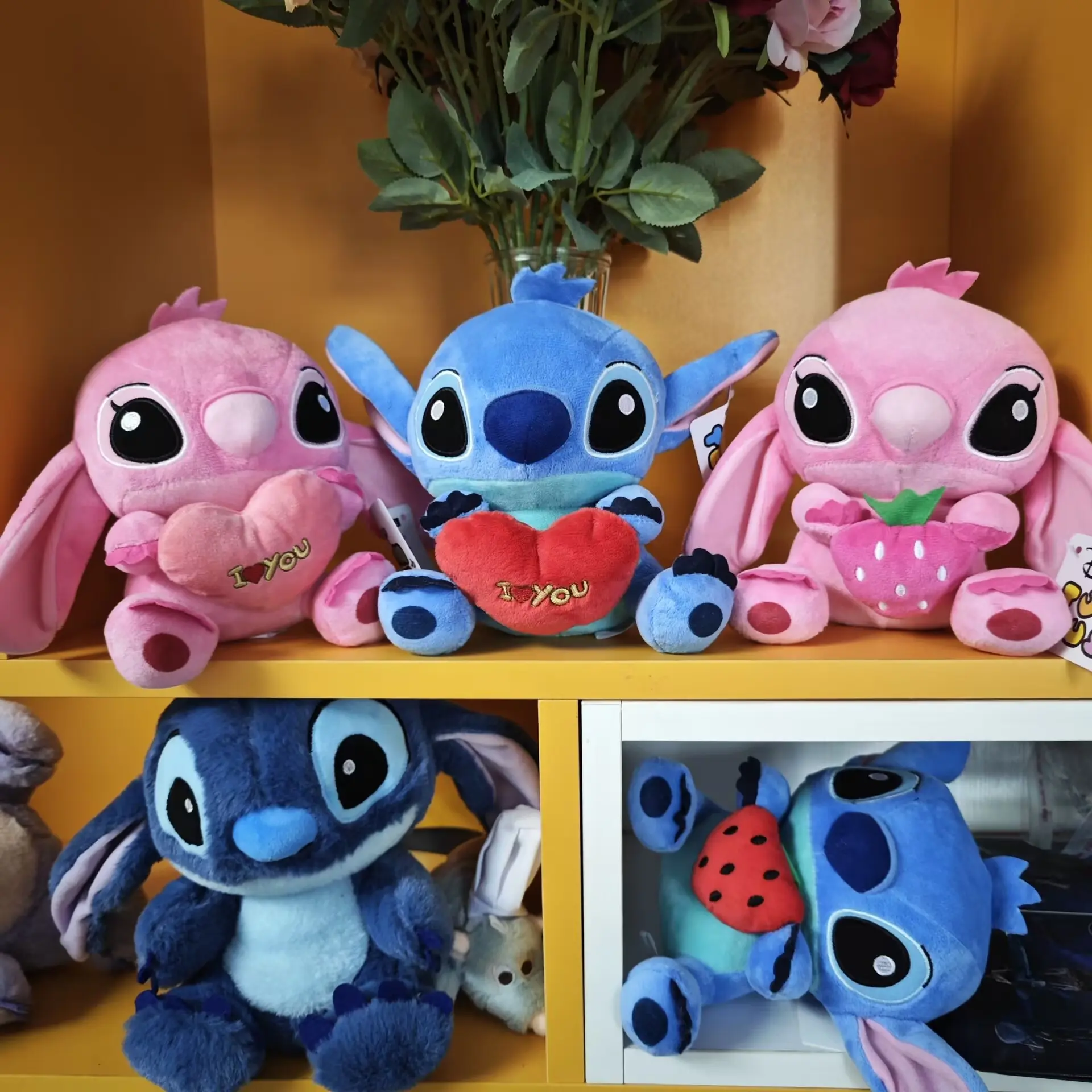20cm Disney Cartoon Blue Stitch Plush Dolls Anime Toys Pink Lilo and Stitch Stitch Plush Stuffed Toys Boys Girls Birthday Gifts