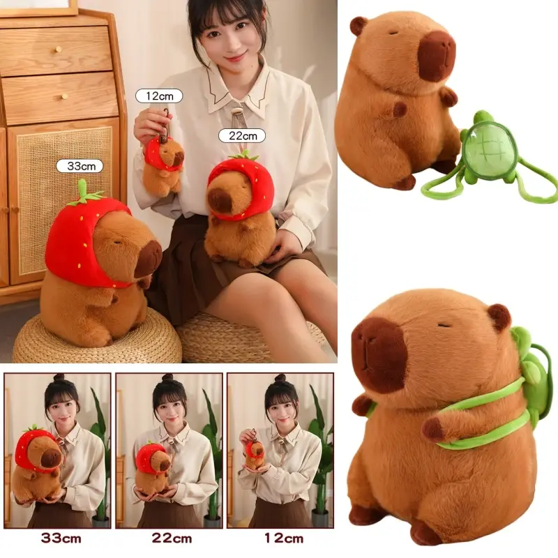 Capybara Plush Toy Simulation Capibara Cosplay Unicorn Dinosaur Dress Boba Bread Fruit Food Decor Birds Bubble Stuffed Animals