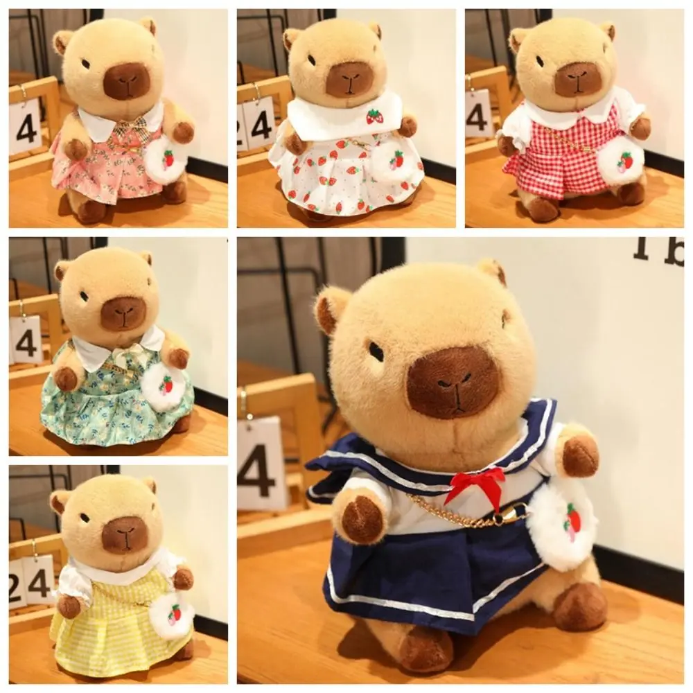 Cute Dress Up Capybara Plush Doll Cartoon Fluffy Capybara Plush Toy Soft Simulation Capibara Fluffty Doll Birthday Gift