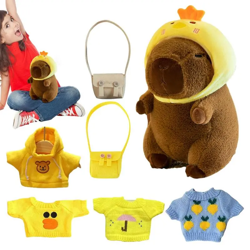 9Inch Dress Up Capybara Plush Doll Toy Cute Capybara Plush Doll With Clothe Accessories Stuffed Plush Animal Doll for Child Girl