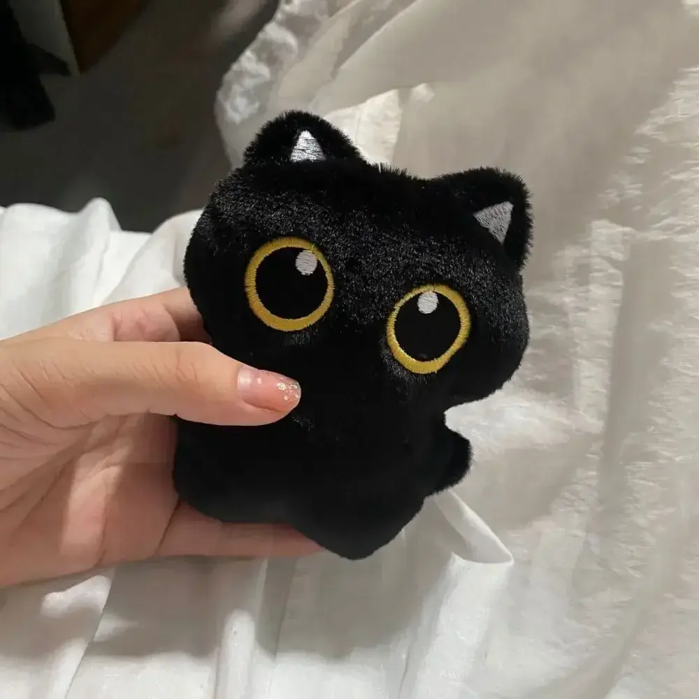 Cute Plush Cat Doll Keyring Black Cartoon Dolls Pendant Gift Desktop Decorations Bag Charms