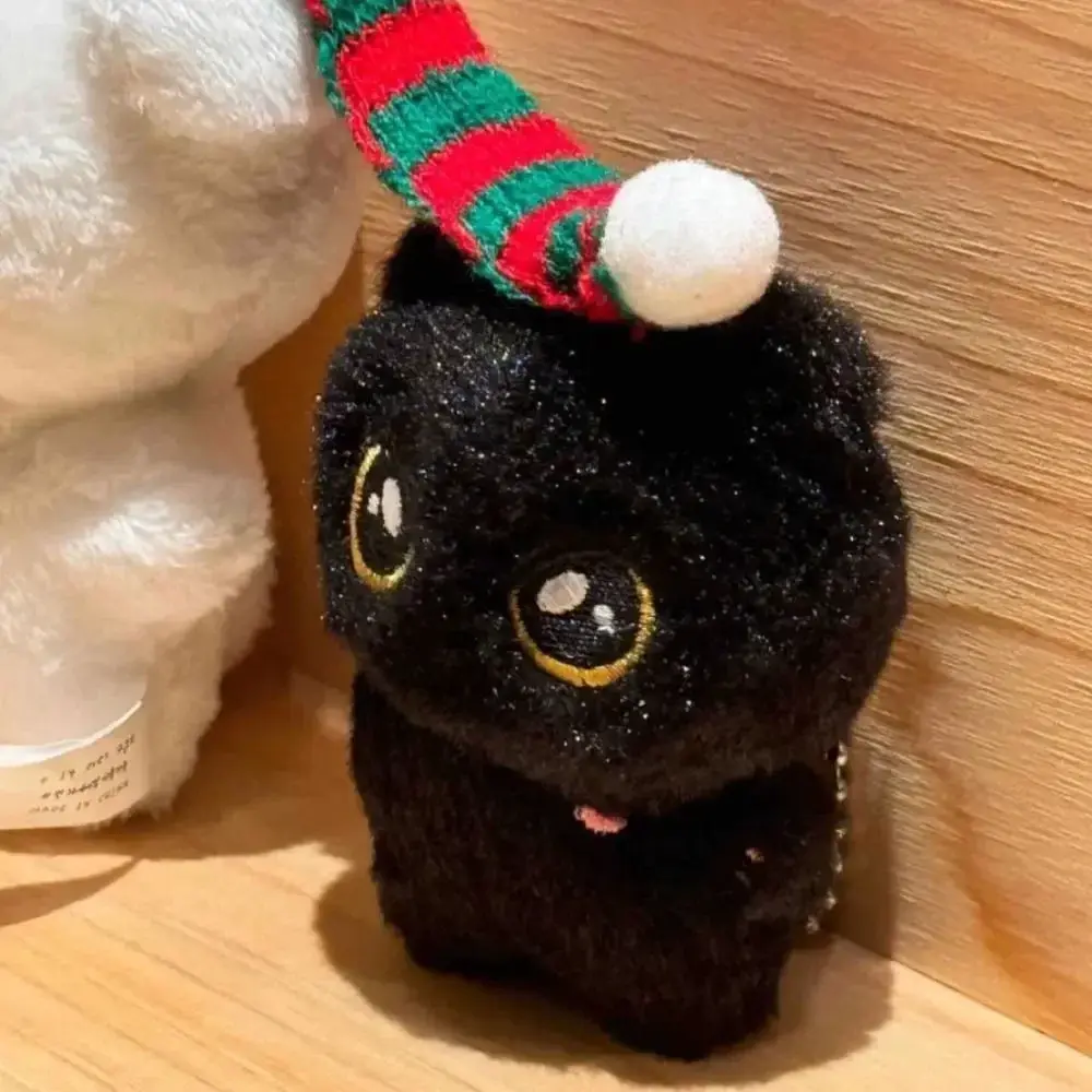 Cute Plush Cat Doll Keyring Black Cartoon Dolls Pendant Gift Desktop Decorations Bag Charms