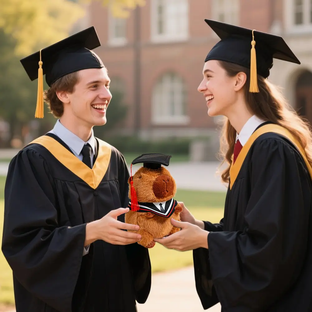 1/2PCS 25cm Graduation Capybara Plush Doll Stuffed Animal Doctoral Cap Graduation Plush Toy Graduation Gift For Students