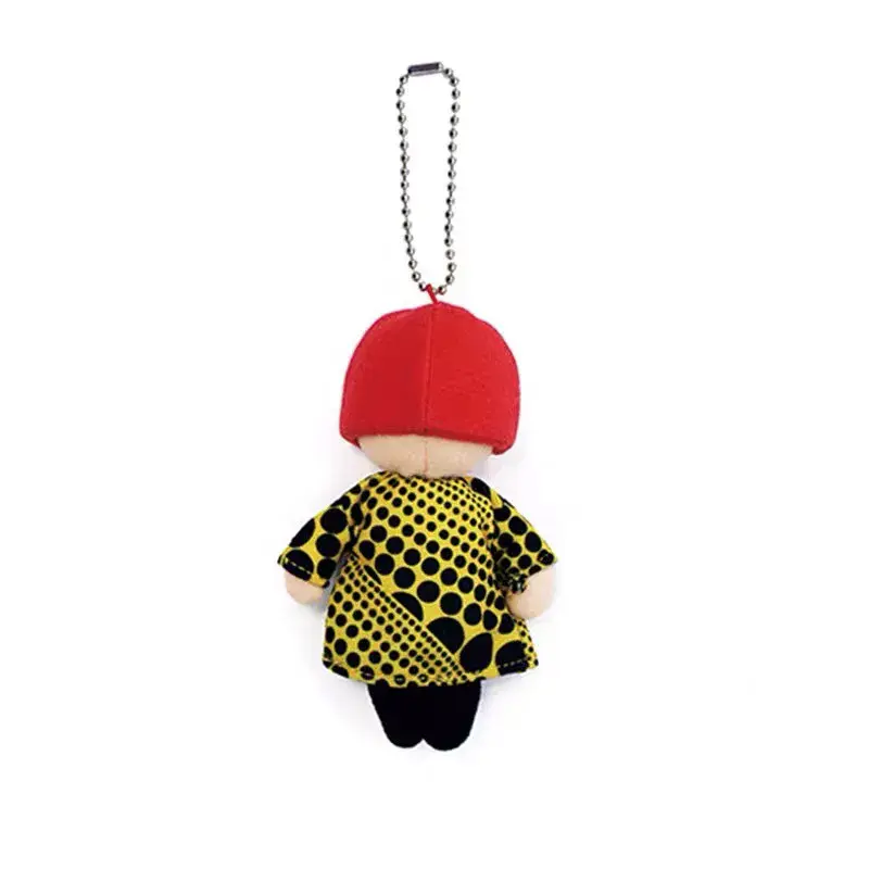 10cm Yayoi Kusama humanoid Polka-dot No face Man keychain bag hanging decoration plush toy pendant