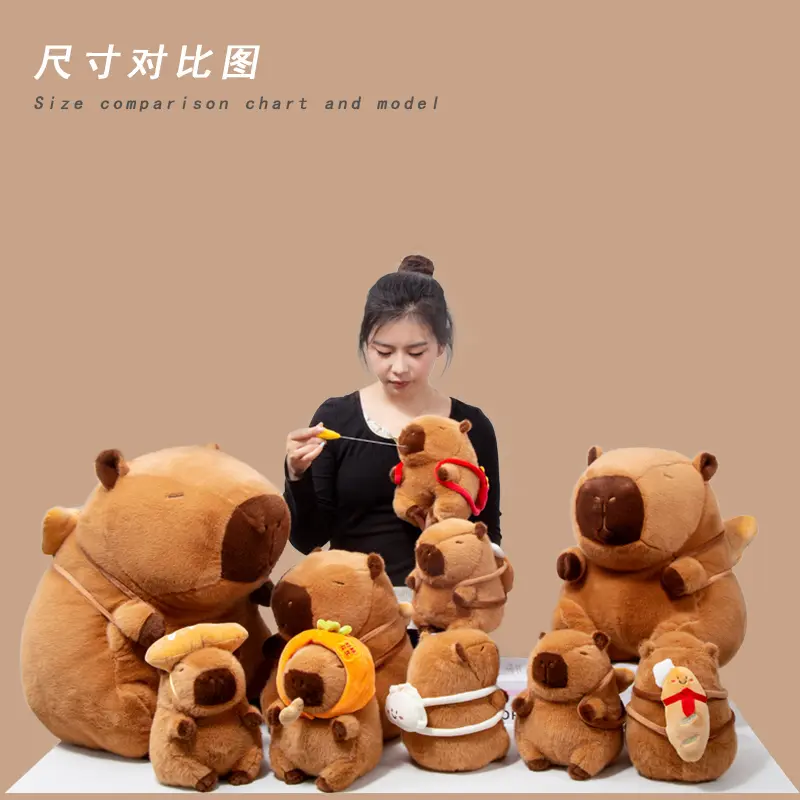 Creative Capybara Carrying Food Series Bread Bagel Persimmon Head Cover Pull String Intresting Plush Aniaml Pillow