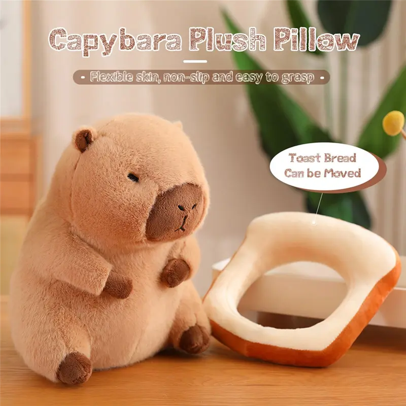 AS96-Cute Capybara Plush Pillow With Bread Kawaii Soft Capybara Plush  Pillow Capybara Stuffed Animals