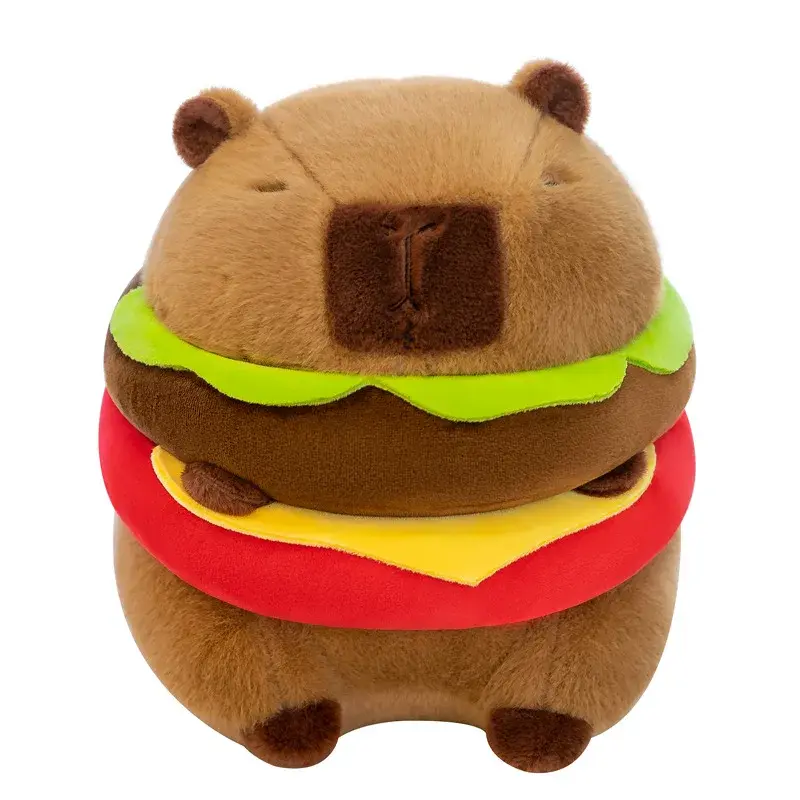 New Cute Hamburger Capybara Plush Stuffed Toy Simulation Animal Doll Soft Children's Toy Birthday Gift Kawaii Room Decoration