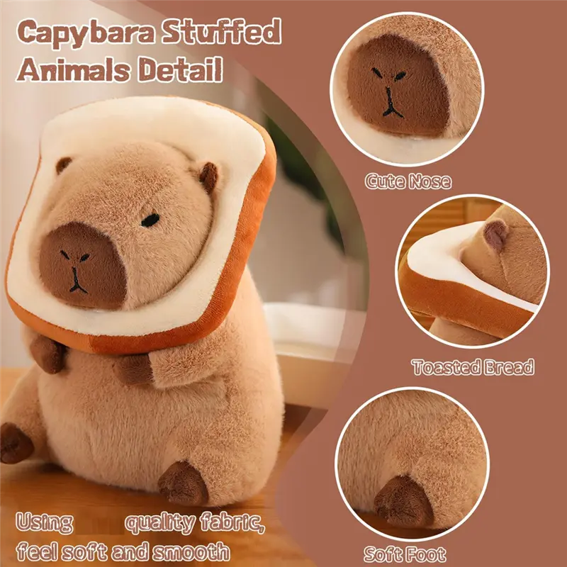AS96-Cute Capybara Plush Pillow With Bread Kawaii Soft Capybara Plush  Pillow Capybara Stuffed Animals
