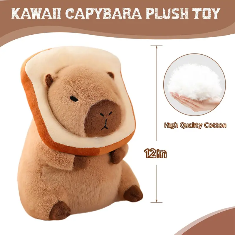 AS96-Cute Capybara Plush Pillow With Bread Kawaii Soft Capybara Plush  Pillow Capybara Stuffed Animals