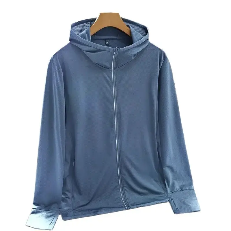 Summer Fashion Men's Sunscreen Clothing Long-Sleeved Metal Zipper Hooded Jacket Cool Breathable Casual Men's Clothing