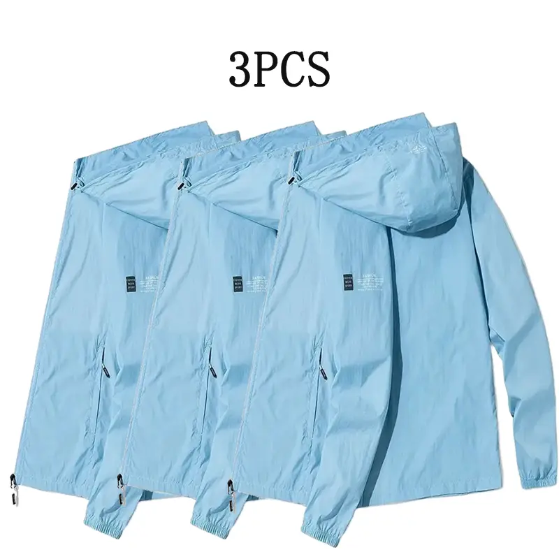 Practical 3 - Piece Set Men's Hooded Sun - Protection Jackets Breathable Material Great for Outdoor Sun  Protection