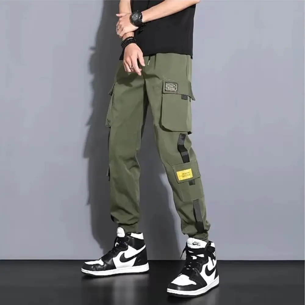 Men's Casual Loose Fit Multi-Pocket Sport Fry Street Jogger Pants Spring And Summer Premier Drawstring Fitness Trousers