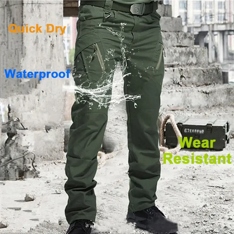 Men's Four Seasons Army Military Tactical Pants Multi-Pocket Wear Casual Pants Outdoor Hiking Quick-Drying Work Pants