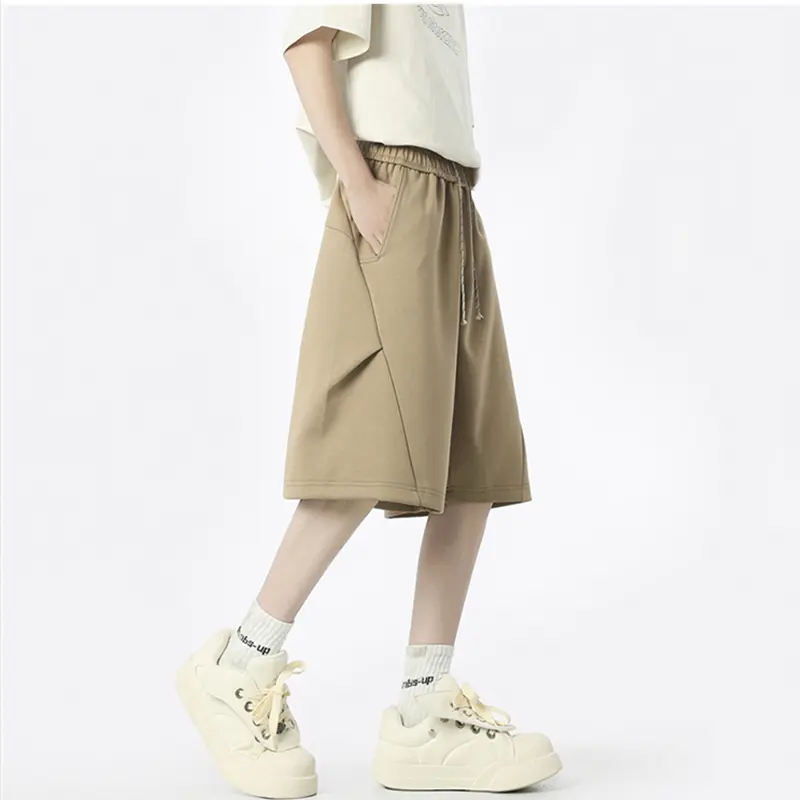 Fashion Men's Loose Shorts Drawstring Elastic Waistband Distinct Side Cut Detail Perfect For Urban Casual Looks Summer Outings
