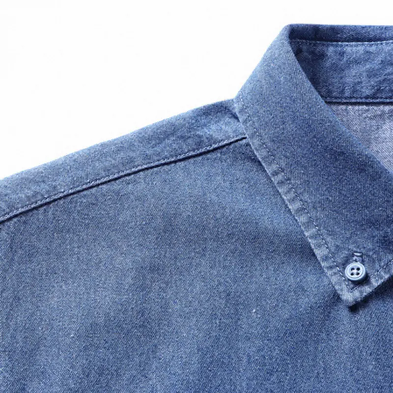 Spring And Summer New Simple Polo Collar Men's Denim Short-Sleeved Shirt Comfortable Thin Loose Casual Thin Section Shirt
