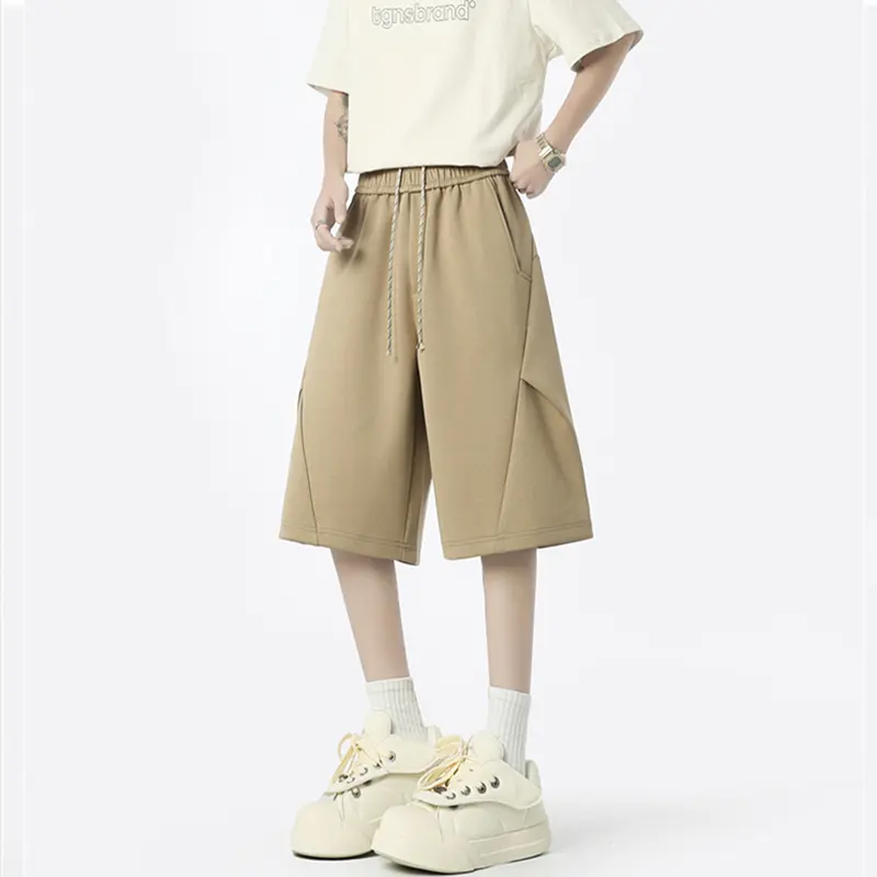 Fashion Men's Loose Shorts Drawstring Elastic Waistband Distinct Side Cut Detail Perfect For Urban Casual Looks Summer Outings