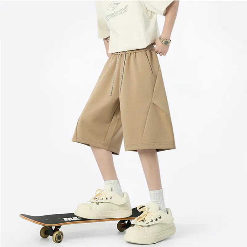 Fashion Men's Loose Shorts Drawstring Elastic Waistband Distinct Side Cut Detail Perfect For Urban Casual Looks Summer Outings