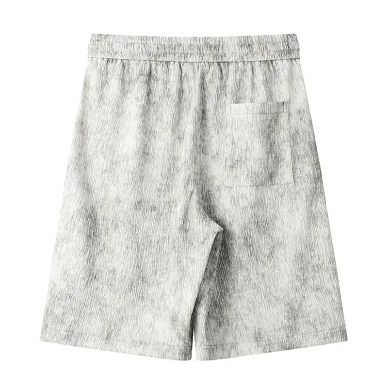 Men's Summer Tie-Dye Cool Ice Silk Draped Casual Straight Large Size Shorts Trendy and Fashionable for Beach Trips and Outings