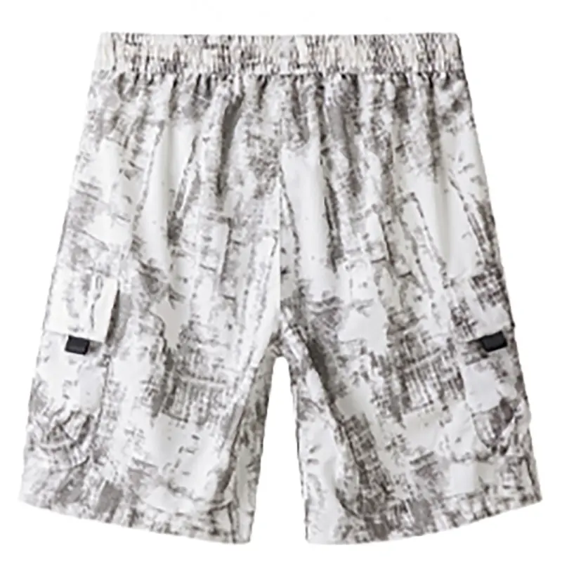 Men's summer trend fashion casual tie-dye pants Hong Kong style loose straight sports military five-minute pants large pockets