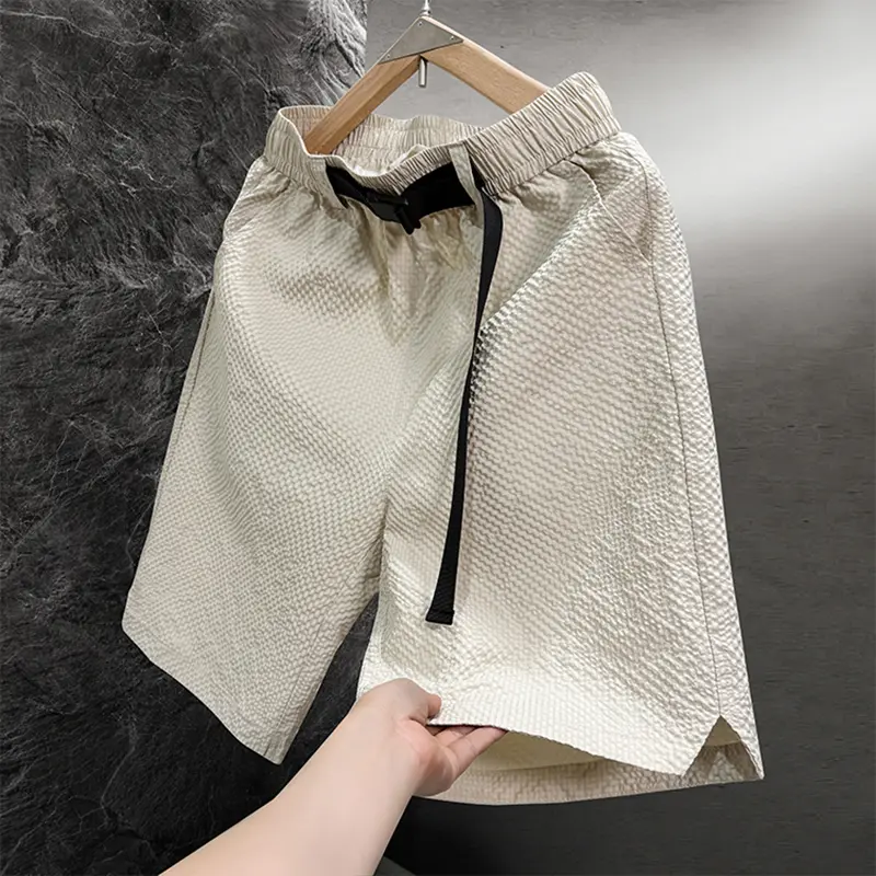 Men's summer chiffon waistband with adjustable plus size Hong Kong style shorts for travel and hanging style trousers