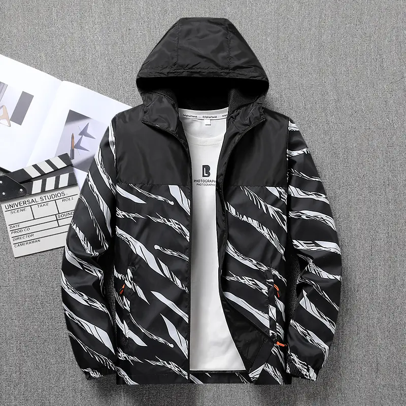Spring And Autumn New Men's Outdoor Waterproof Jacket Fashionable Versatile Hooded Windbreaker Mountain Bike Windproof Jacket