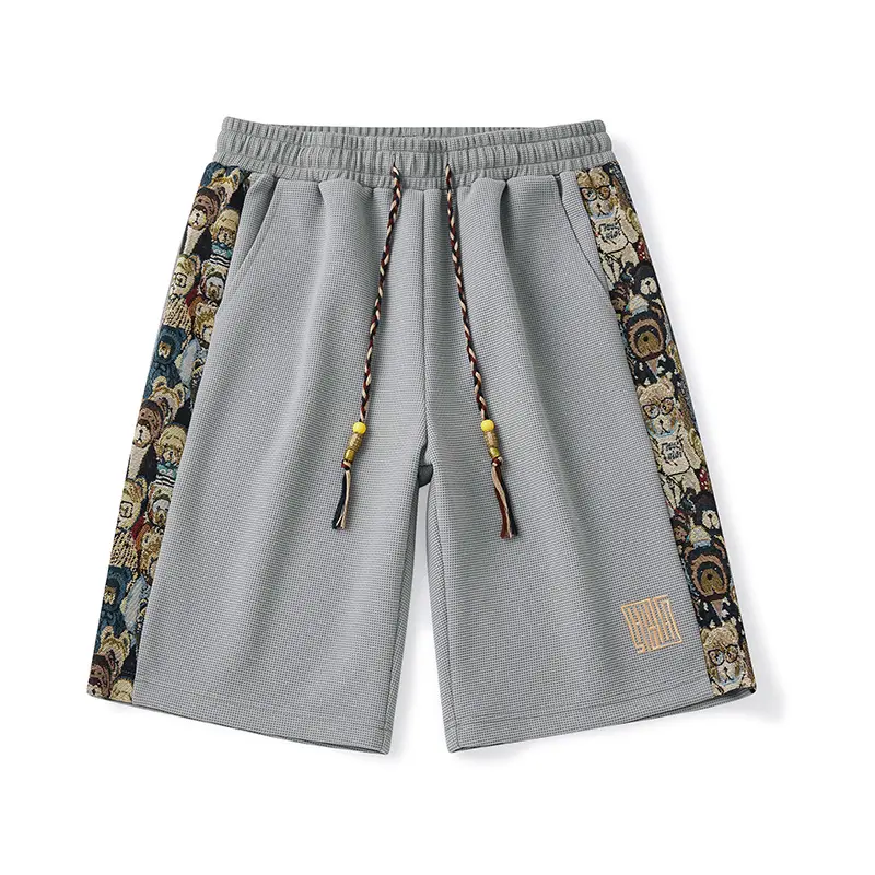Summer Fashion New Men's Five Pants Drawstring Elastic Waist Beautifully Embroidered Shorts Loose Breathable Men's Clothing