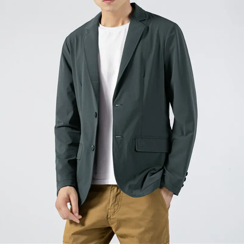 Spring And Summer New Men's Fashion Suit Pure Color Cotton Elastic Casual Jacket Lapel Single-Breasted Hundred Men's Clothing