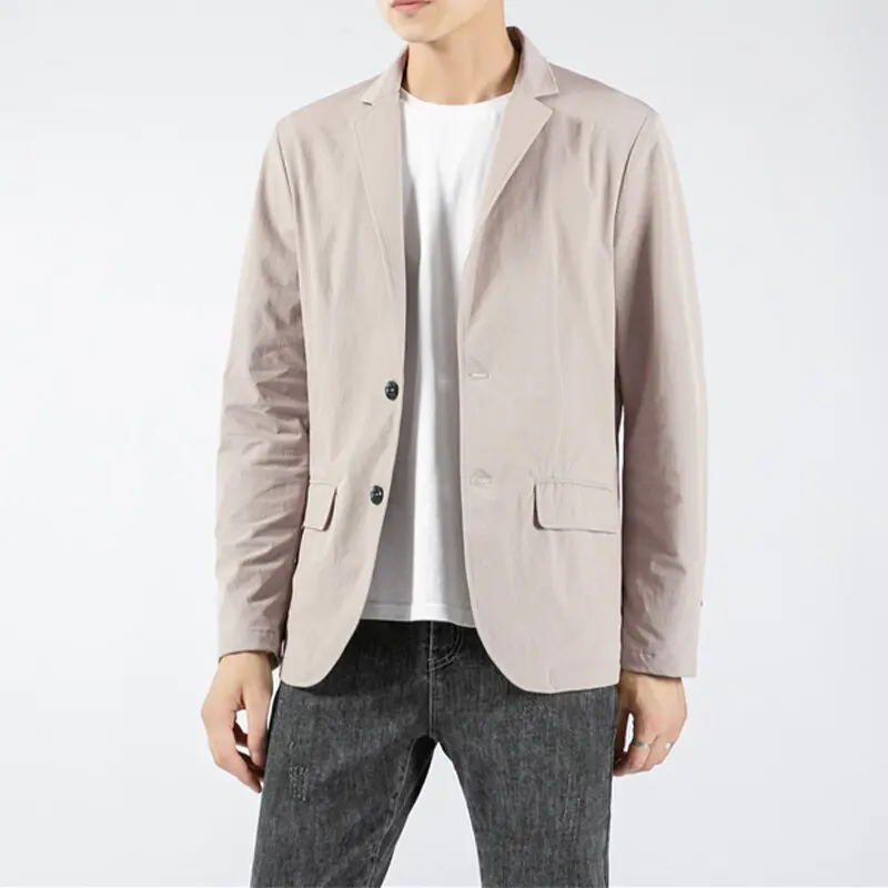 Spring And Summer New Men's Fashion Suit Pure Color Cotton Elastic Casual Jacket Lapel Single-Breasted Hundred Men's Clothing
