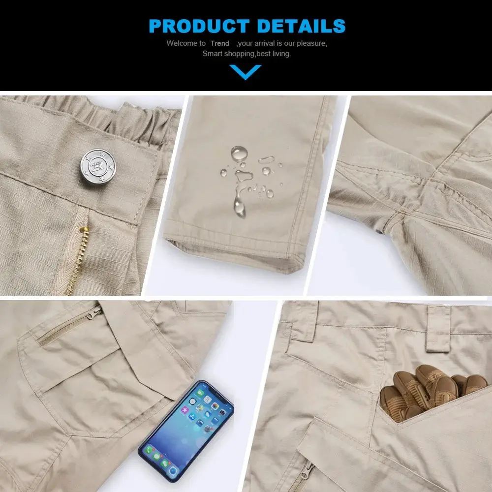 Men's Outdoor Cross-Country Tactical Multi-Pocket Elastic Urban Sports Pants New Casual Military Work Pants Plus Waterproof 6xl