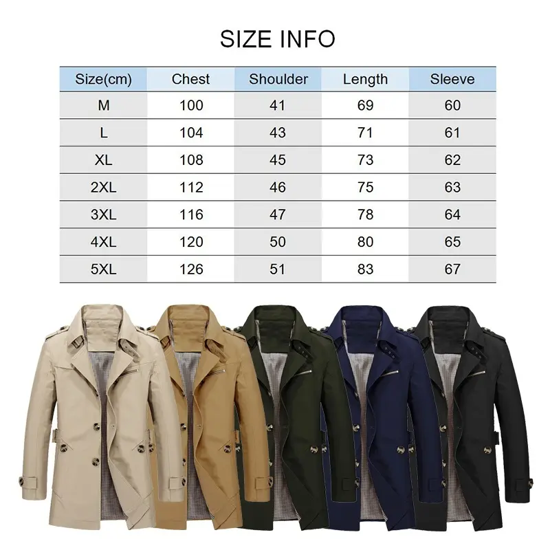 Men's Business Windbreaker Long Jackets Pure Cotton Trench Coats Casual 2023 Spring Fall Winter Fashion Suit Streetwear Blazers