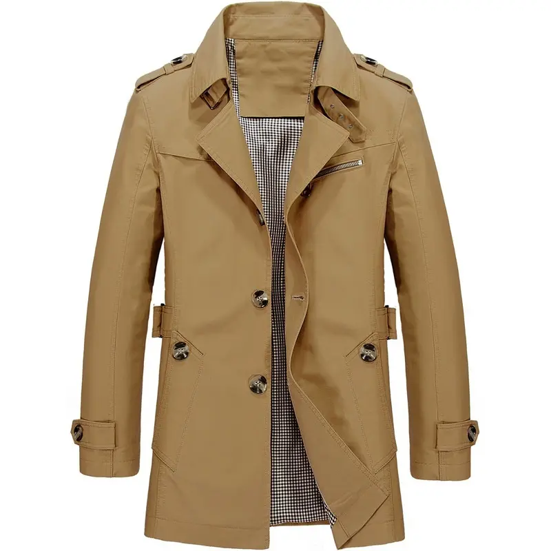 Men's Business Windbreaker Long Jackets Pure Cotton Trench Coats Casual 2023 Spring Fall Winter Fashion Suit Streetwear Blazers