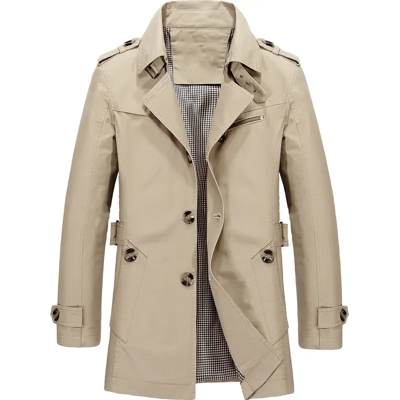 Men's Business Windbreaker Long Jackets Pure Cotton Trench Coats Casual 2023 Spring Fall Winter Fashion Suit Streetwear Blazers