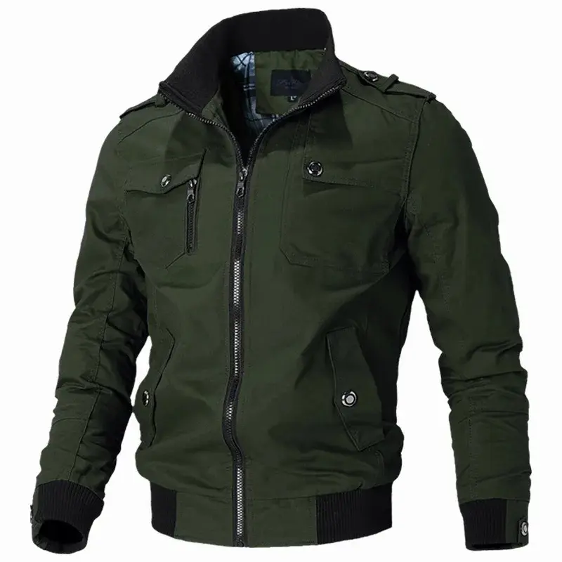Spring/Summer Men's Fashion Casual Jacket Solid Color Large Outdoor Windbreaker Coat Full Open Zipper Men's Clothing